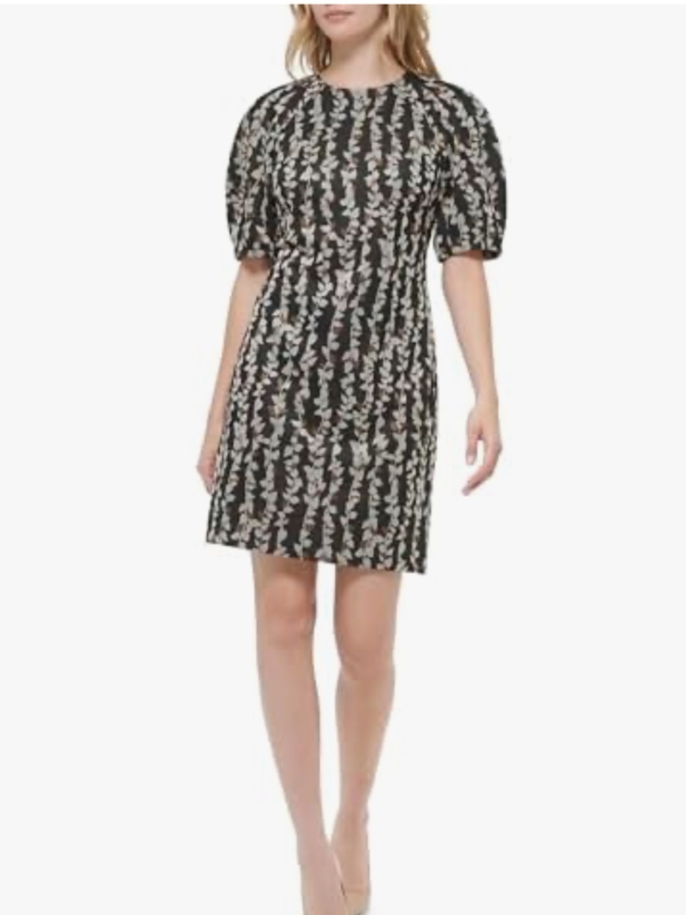 Tommy Hilfiger Women's Puff Sleeve Shift Dress in a leaf print pattern size 14